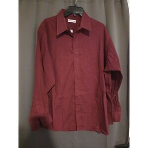 Pierre Cardin Maroon Button Down, Men's Size 17.5 34/35 Dress Shirt. Long Sleeve